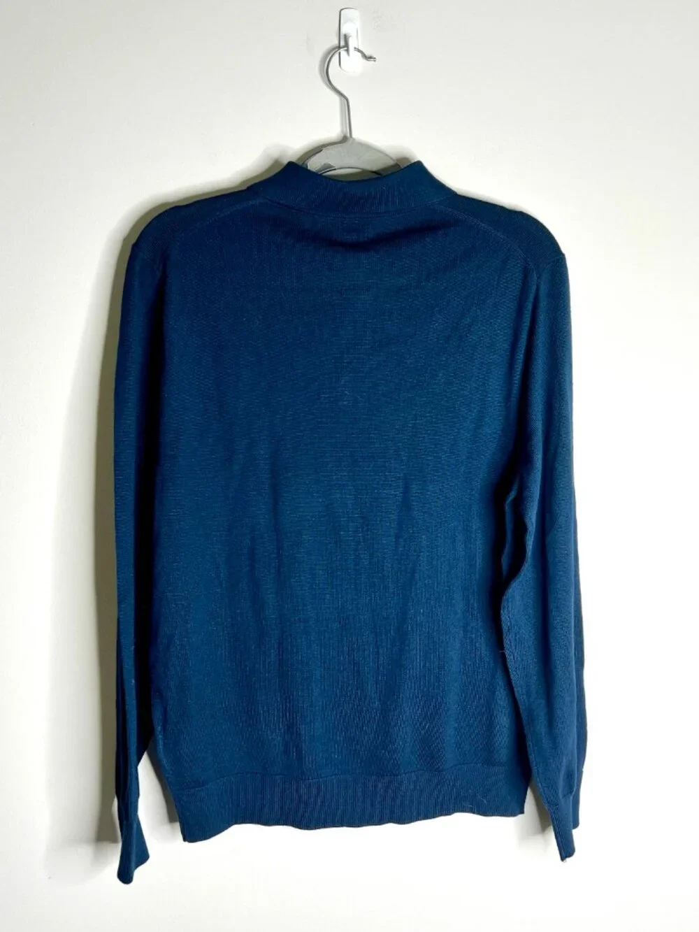 J. Crew Navy Merino Wool-Blend Sweater-Polo Preppy Academia Lightweight M NWT